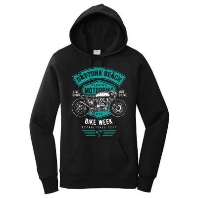 Daytona Beach Bike Week Retro Distressed Motorcycle Women's Pullover Hoodie