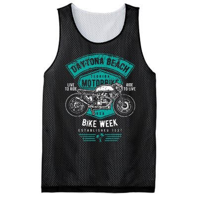 Daytona Beach Bike Week Retro Distressed Motorcycle Mesh Reversible Basketball Jersey Tank