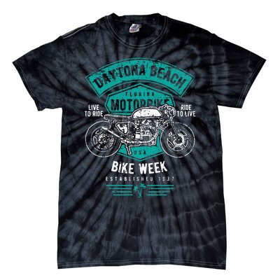 Daytona Beach Bike Week Retro Distressed Motorcycle Tie-Dye T-Shirt