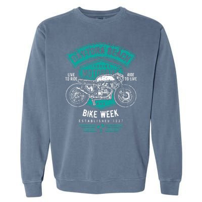 Daytona Beach Bike Week Retro Distressed Motorcycle Garment-Dyed Sweatshirt