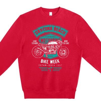 Daytona Beach Bike Week Retro Distressed Motorcycle Premium Crewneck Sweatshirt