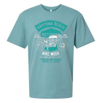 Daytona Beach Bike Week Retro Distressed Motorcycle Sueded Cloud Jersey T-Shirt