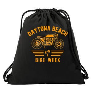 Daytona Beach Bike Week Retro Motorcycle Drawstring Bag