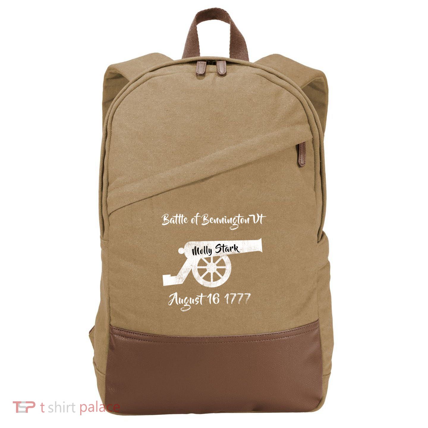 Distressed Battle Bennington Vt Day Molly Stark Cannon Retro Cool Gift Cotton Canvas Backpack