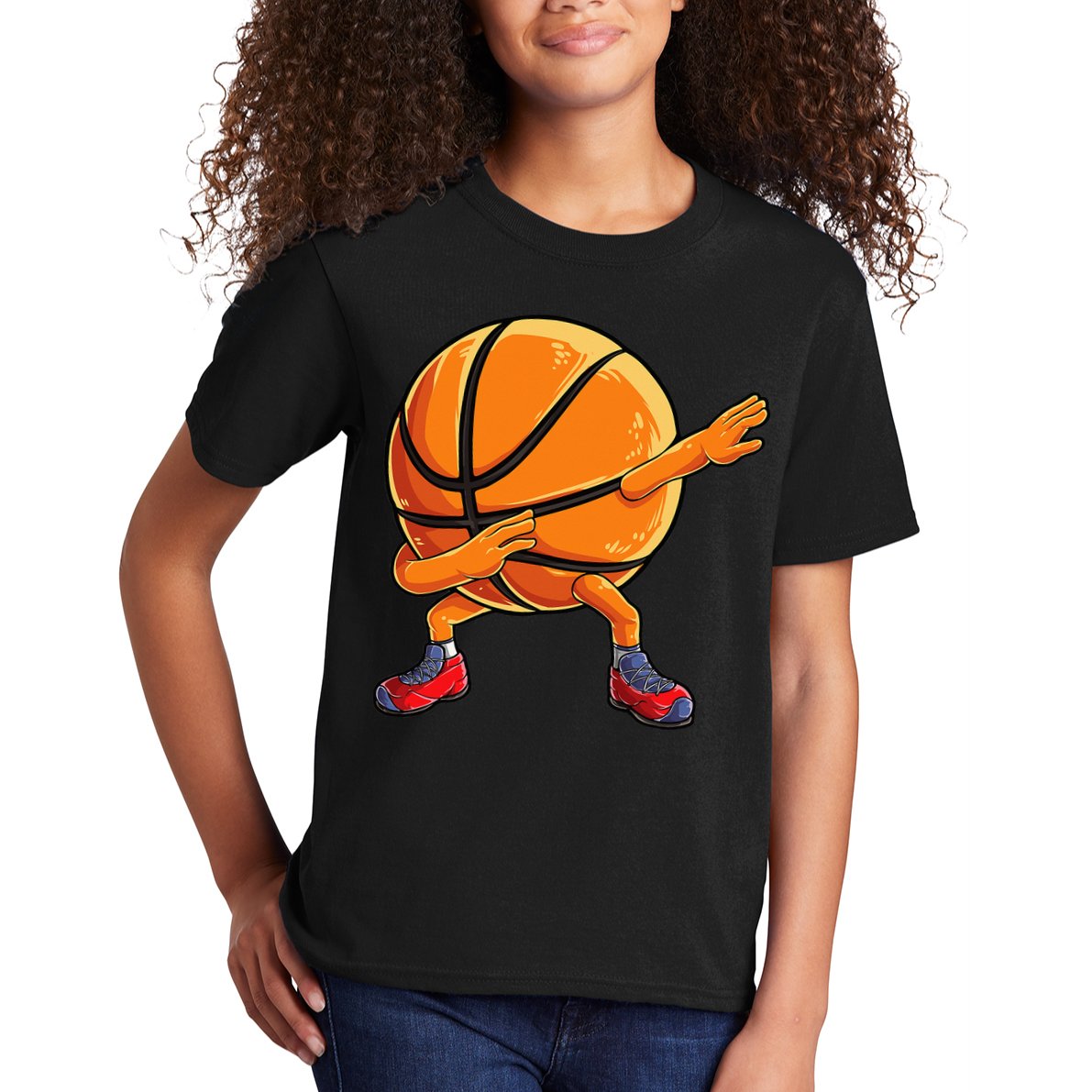 Dabbing Basketball Ball Funny  Sports Player Kids T-Shirt