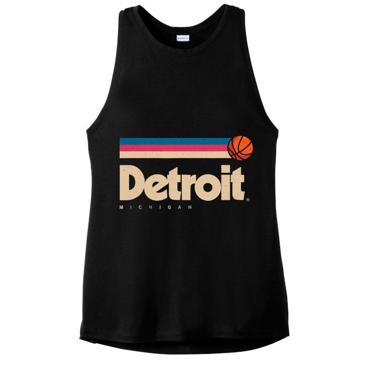 Detroit Basketball B-Ball City Michigan Retro Detroit Ladies PosiCharge Tri-Blend Wicking Tank