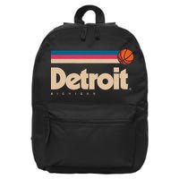 Detroit Basketball B-Ball City Michigan Retro Detroit 16 in Basic Backpack