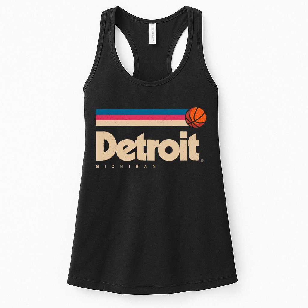 Detroit Basketball B-Ball City Michigan Retro Detroit Womens Tank Top