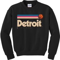 Detroit Basketball B-Ball City Michigan Retro Detroit Kids Sweatshirt