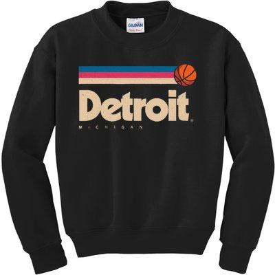 Detroit Basketball B-Ball City Michigan Retro Detroit Kids Sweatshirt