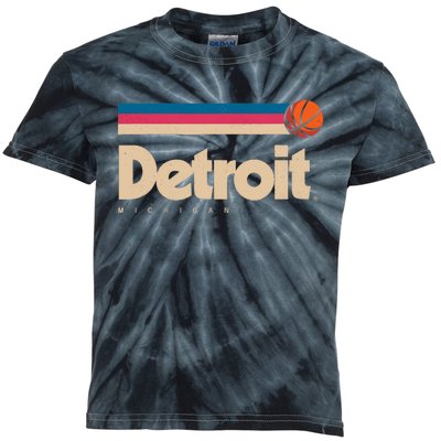 Detroit Basketball B-Ball City Michigan Retro Detroit Kids Tie-Dye T-Shirt