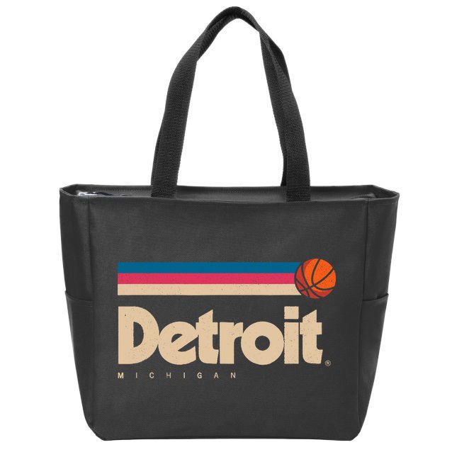 Detroit Basketball B-Ball City Michigan Retro Detroit Zip Tote Bag