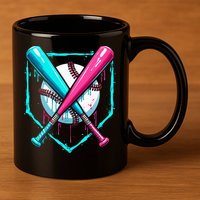 Drip Baseball Bat Baseball Drip 11oz C Handle Ceramic Mug