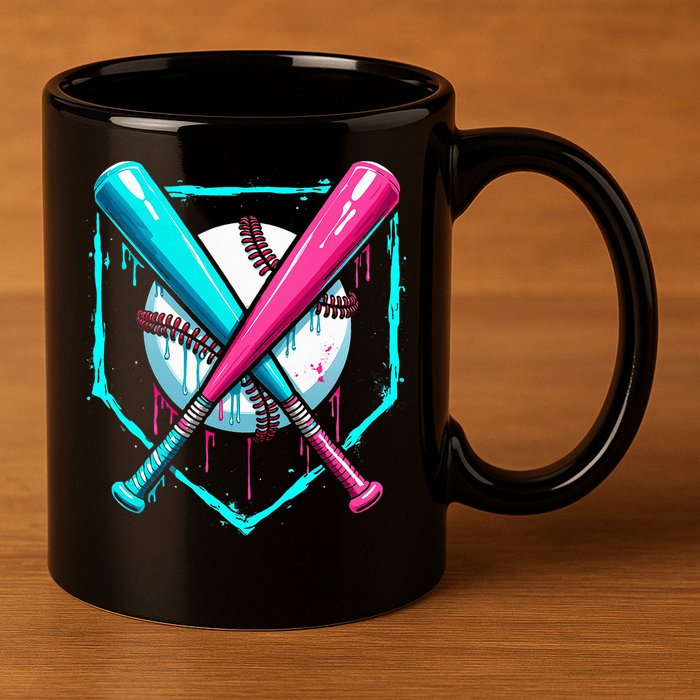Drip Baseball Bat Baseball Drip 11oz C Handle Ceramic Mug