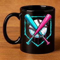 Drip Baseball Bat Baseball Drip 11oz C Handle Ceramic Mug