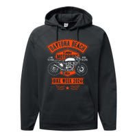 Daytona Beach Bike Week 2024 Retro Motorcycle Performance Fleece Hoodie