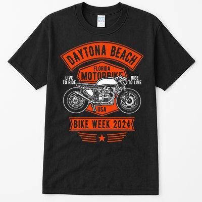 Daytona Beach Bike Week 2024 Retro Motorcycle Tall T-Shirt