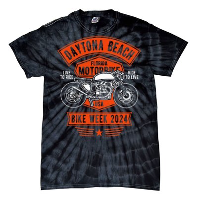 Daytona Beach Bike Week 2024 Retro Motorcycle Tie-Dye T-Shirt