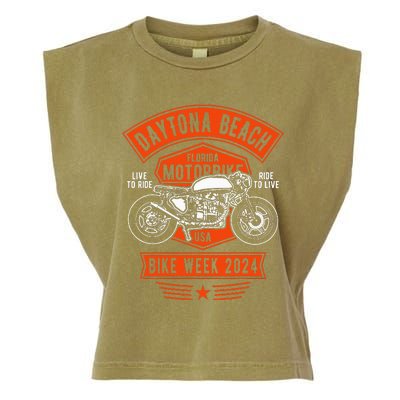 Daytona Beach Bike Week 2024 Retro Motorcycle Garment-Dyed Women's Muscle Tee