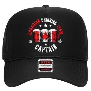 Drink Beer Can Canada Flag Funny Drinking Canadian Team High Crown Mesh Back Trucker Hat