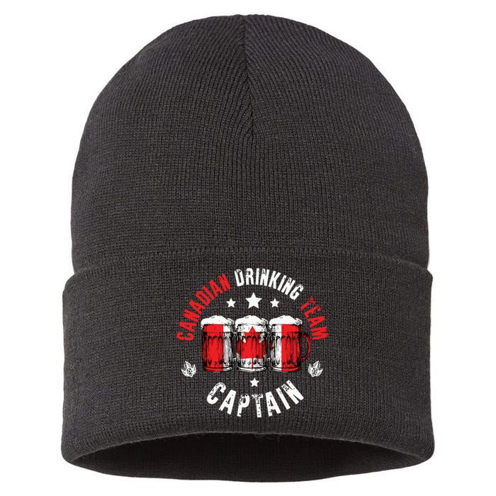 Drink Beer Can Canada Flag Funny Drinking Canadian Team Sustainable Knit Beanie