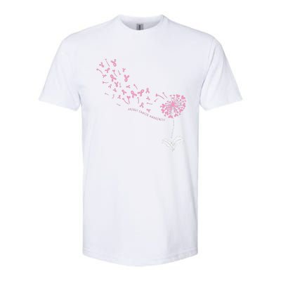 Dandelion Breast Cancer Awareness Pink Ribbon Support Gift Softstyle® CVC T-Shirt