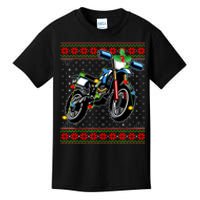 Dirt Bike Christmas Lights Ugly Sweater Santa Dirt Bike Xmas Kids T-Shirt