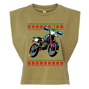 Dirt Bike Christmas Lights Ugly Sweater Santa Dirt Bike Xmas Garment-Dyed Women's Muscle Tee