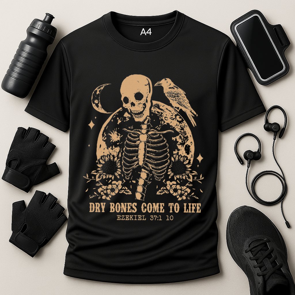 Dry Bones Come To Life Floral Skeleton Performance Shirt