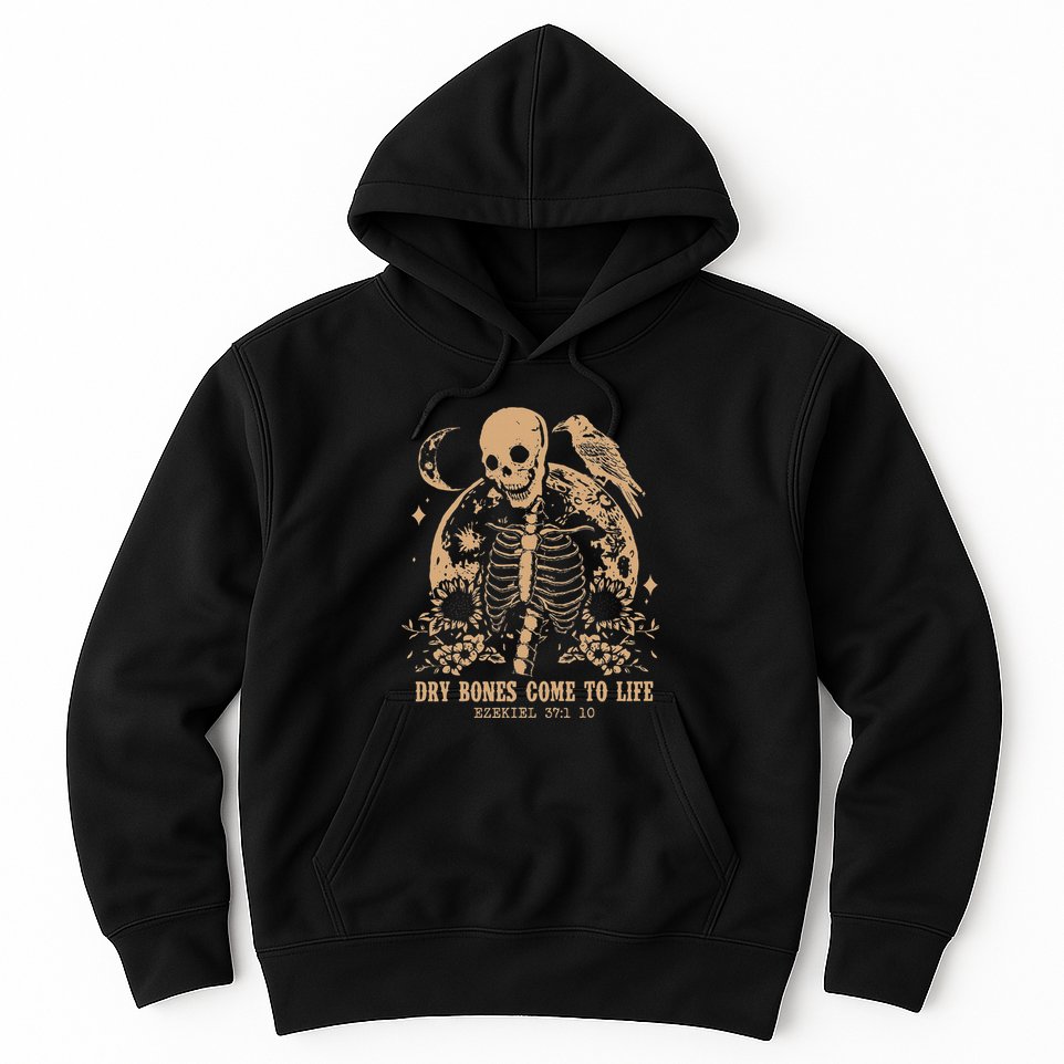 Dry Bones Come To Life Floral Skeleton Hoodie