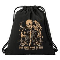 Dry Bones Come To Life Floral Skeleton Drawstring Bag