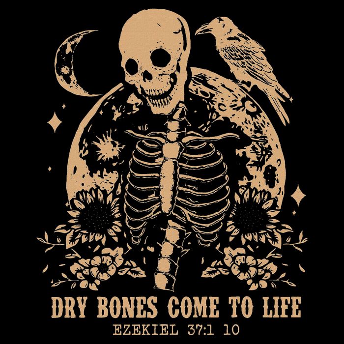 Dry Bones Come To Life Floral Skeleton Drawstring Bag