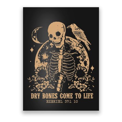 Dry Bones Come To Life Floral Skeleton Poster