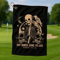 Dry Bones Come To Life Floral Skeleton Golf Towel