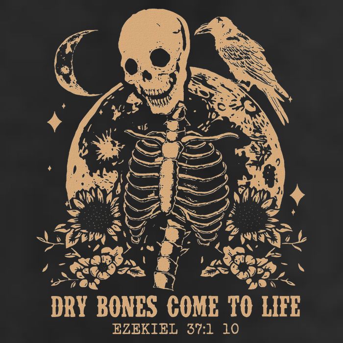 Dry Bones Come To Life Floral Skeleton Golf Towel