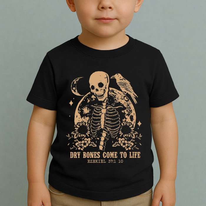 Dry Bones Come To Life Floral Skeleton Toddler T-Shirt