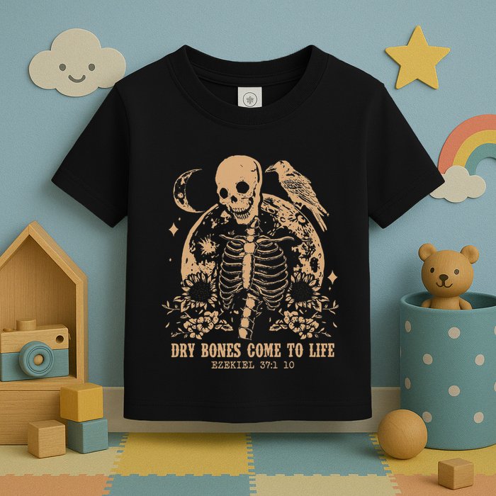 Dry Bones Come To Life Floral Skeleton Toddler T-Shirt