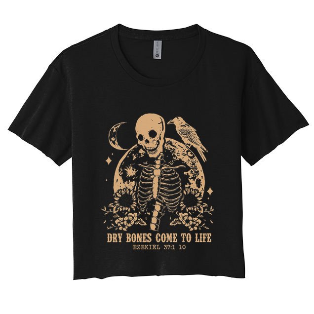 Dry Bones Come To Life Floral Skeleton Crop Top
