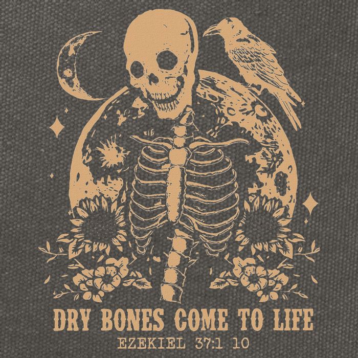Dry Bones Come To Life Floral Skeleton Cotton Canvas Backpack