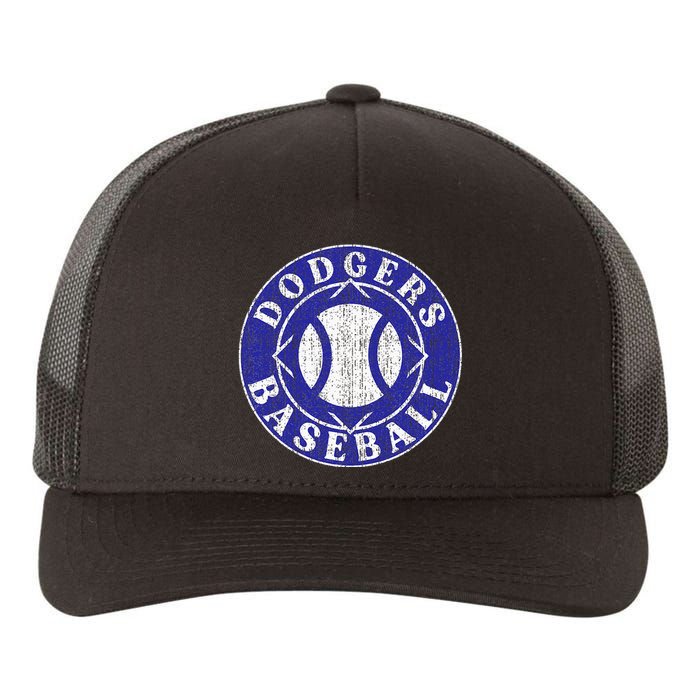 Dodger Baseball Crest Yupoong Adult 5-Panel Trucker Hat