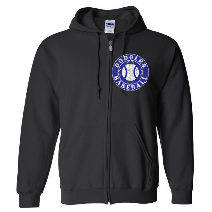 Dodger Baseball Crest Full Zip Hoodie