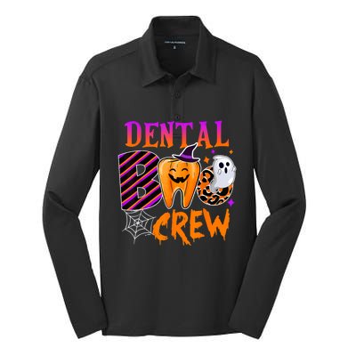 Dental Boo Crew Cute Teeth Dentist Spooky Funny Halloween Gift Silk Touch Performance Long Sleeve Polo