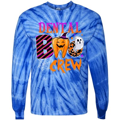 Dental Boo Crew Cute Teeth Dentist Spooky Funny Halloween Gift Tie-Dye Long Sleeve Shirt