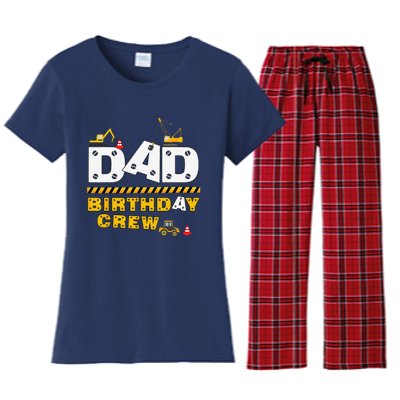 Dad Birthday Crew Construction Family Birthday Party Women's Flannel Pajama Set