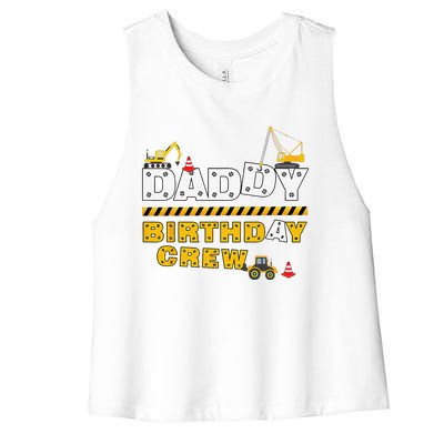 Daddy Birthday Crew Construction Family Birthday Party Women's Racerback Cropped Tank