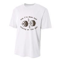 Down Bad Crying At The Gym Youth Performance Sprint T-Shirt