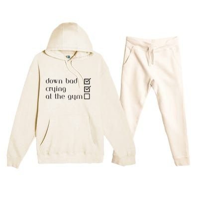 Down Bad Crying At The Gym Premium Hooded Sweatsuit Set