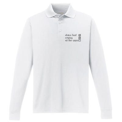 Down Bad Crying At The Gym Performance Long Sleeve Polo