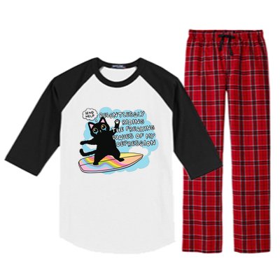 Depressed Black Cat Raglan Sleeve Pajama Set