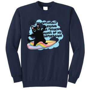 Depressed Black Cat Tall Sweatshirt